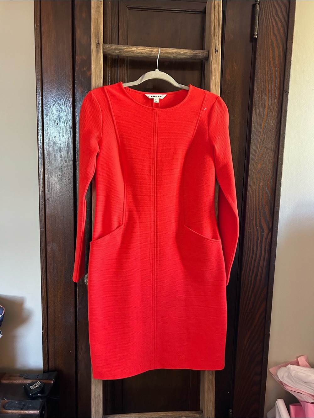 Boden Red Bracelet Sleeve Shift Dress, NWOT, size 2